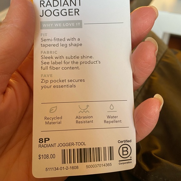 Athleta Radiant High Rise Radiant Zipper Jogger Pant Tortuga Olive Green 8P - Picture 7 of 10